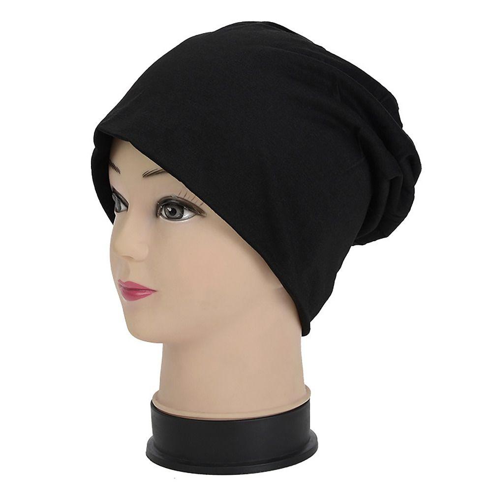 Solid Color Winter Warm Hat Cotton Blended Elastic Turban Hat Casual Women Men  Beanie Cap  Unisex