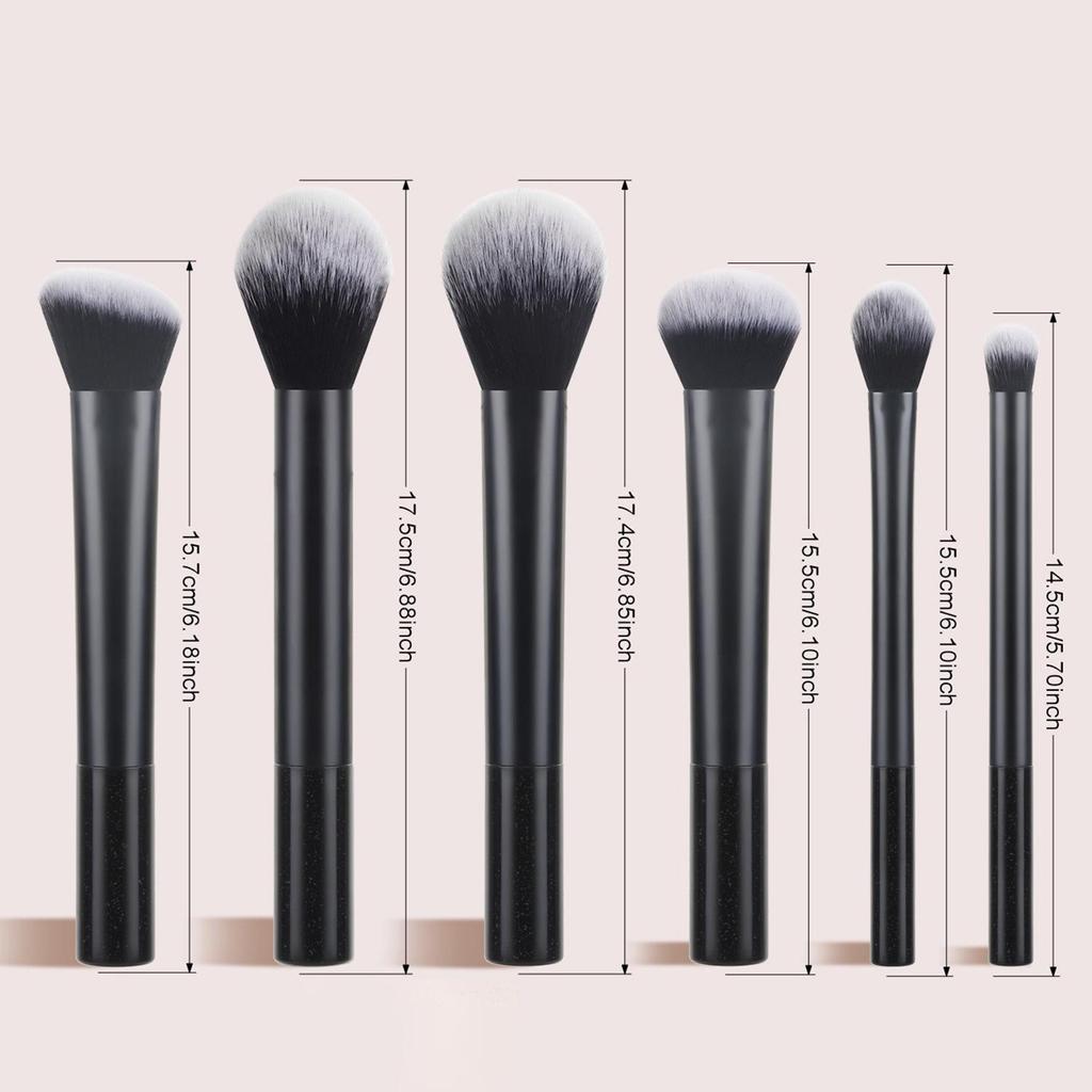 Long-Handle Makeup Brush Set: Includes Contour, Powder, Eyebrow, and Eyeshadow Brushes In 4, 6, and 8-Piece Options.