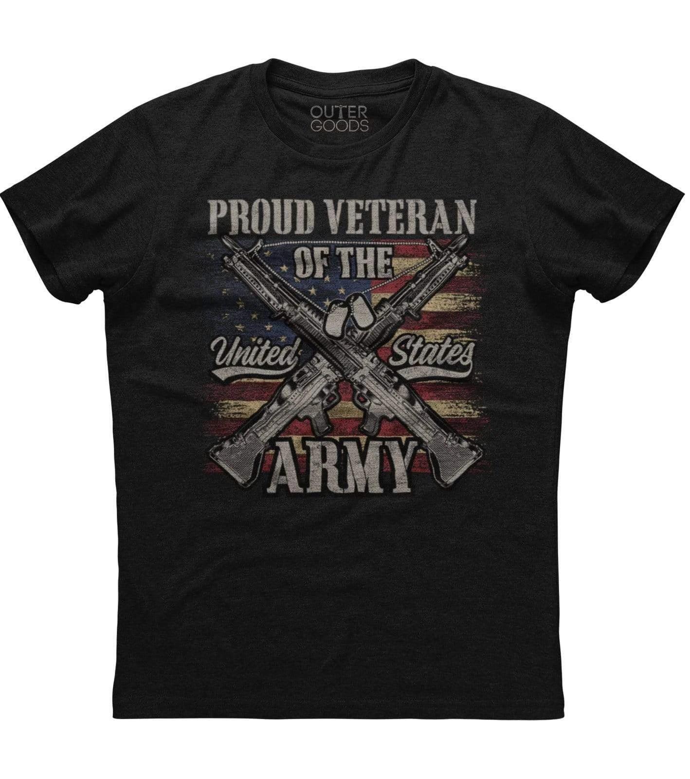 Proud Veteran Of The United States Army, Men s New Patriotic Black T-shirt 3XL