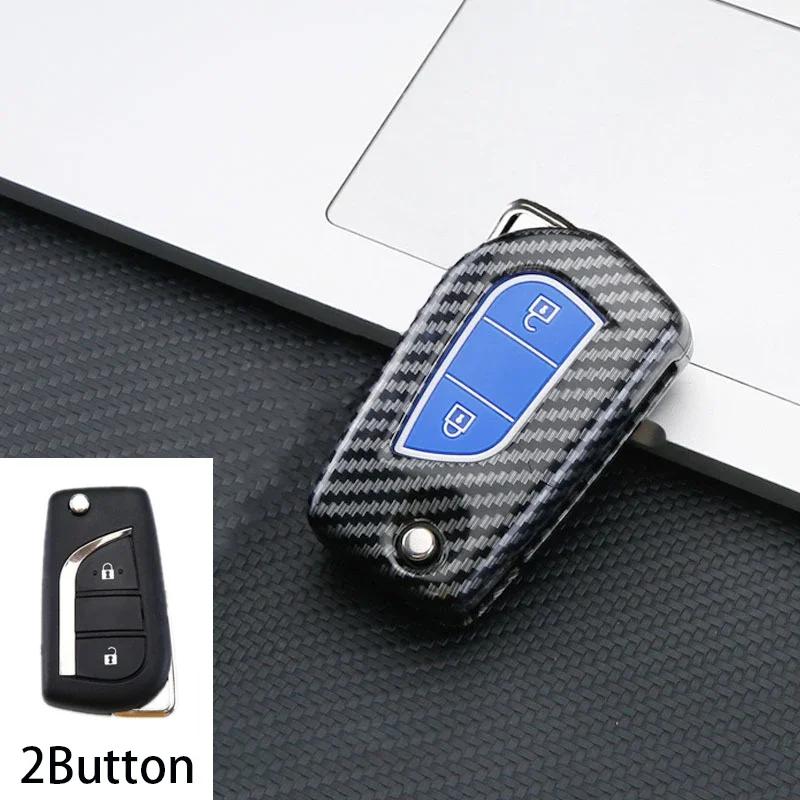Carbon Fiber Car Flip Key Case Cover Shell Fob For Toyota Hilux Yaris RAV4 Corolla Avensis Aygo Verso Scion TC Auris Accessories