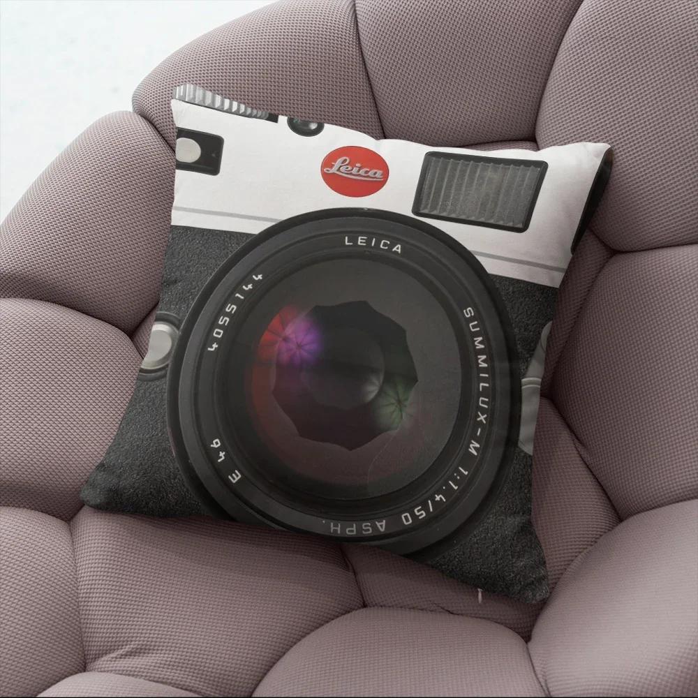 Fun Decorative Pillow Cover With Music Tape Print Cute Kawaii Camera Sofa Bedside Cushion Cover Short Plush Zipper Pillowcase