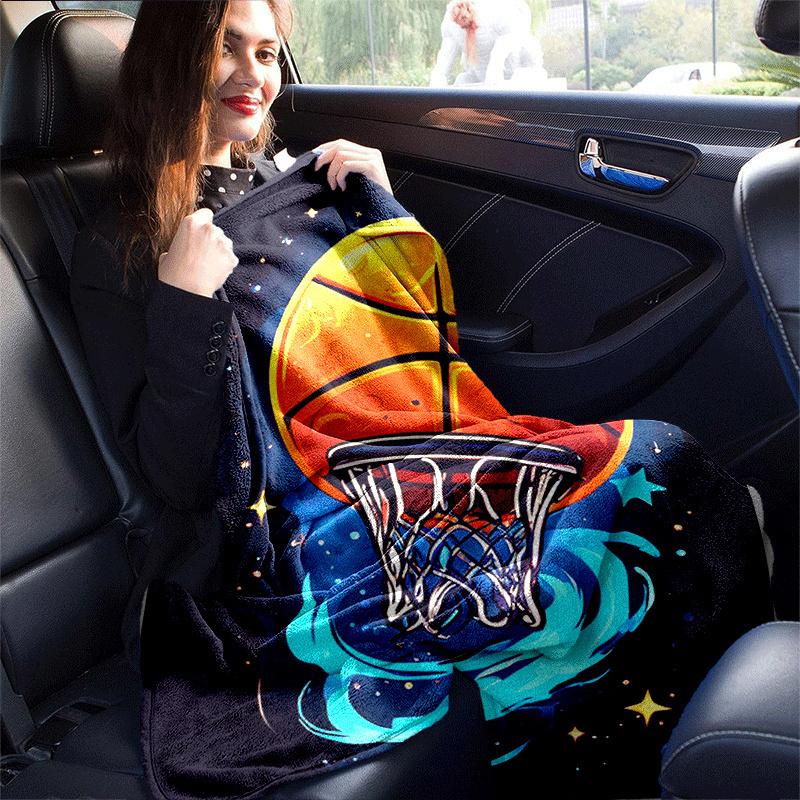 1pc Basketball Printing Lightweight Flannel Blanket, Comfortable and Warm Blanket, for Camping Sofa Bed and Couch Office, Suitable for Gift B