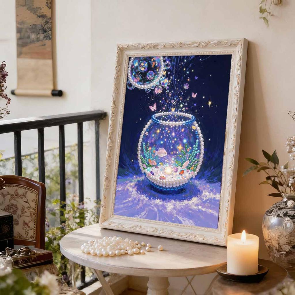 DIY Fish Pearl Art Painting for Home Wall Decor Pearl Gem Paintings Picture Arts Craft  for Adults/Beginners Gift Idea Home Decor Without Frame