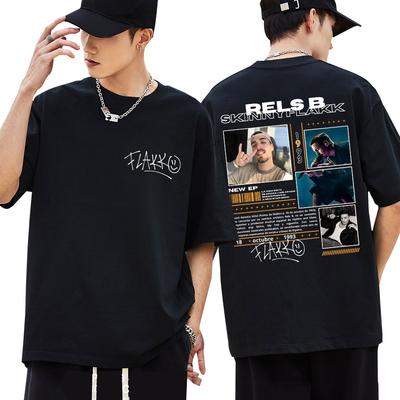 Rapper Rels B Skiny Flakk Smile T-shirts Men Women Hip Hop Harajuku Popular T Shirt Loose Fashion Casual T-shirt Male Streetwear