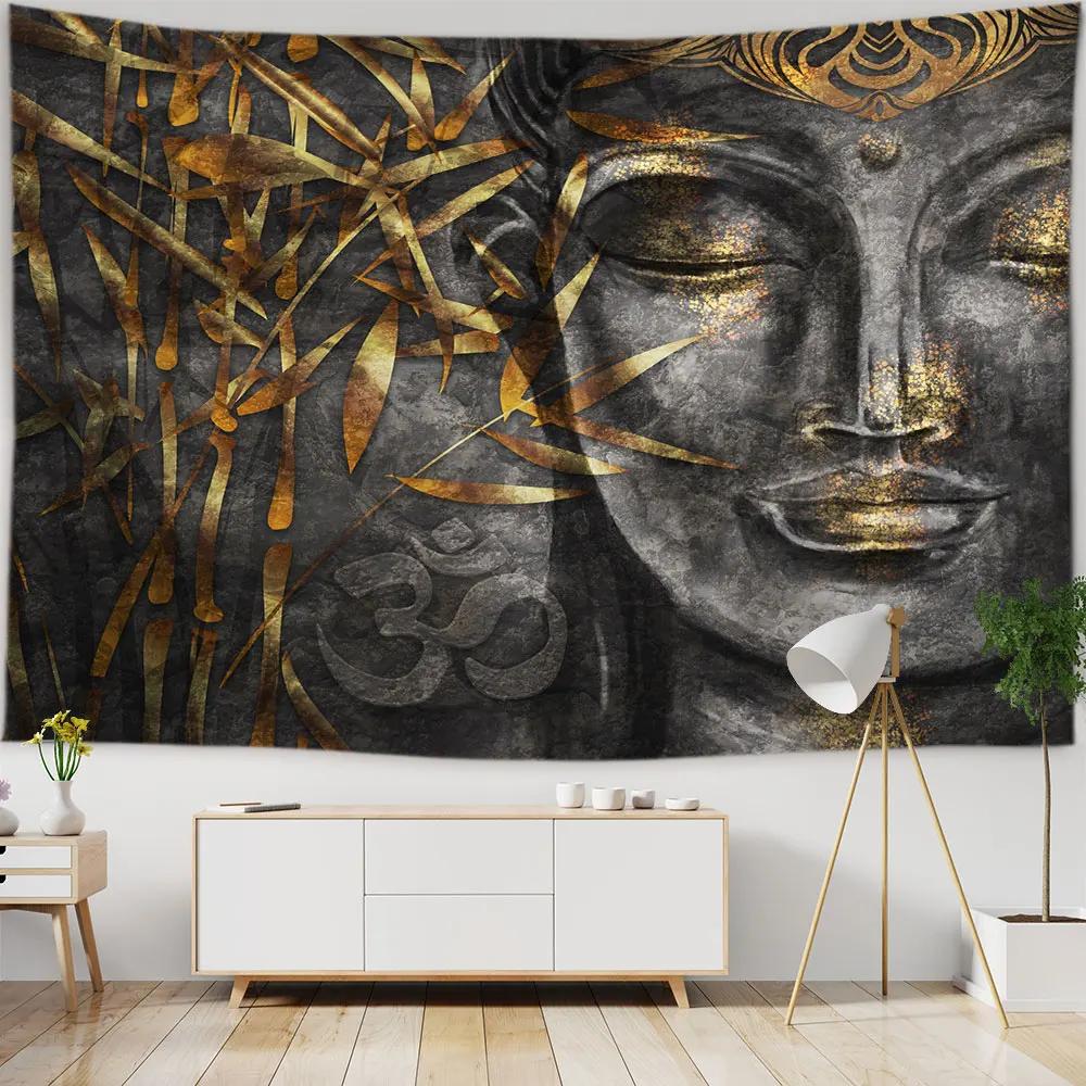 Tapiserie cu statuie lui Buddha, cuvertură de pat, agățată pe perete, covoraș de plajă boem, fete de masă, decor pentru dormitor