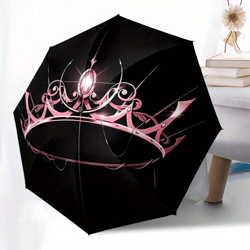 1pc Pink Royal Crown Sparkle Design Umbrella with Plastic Handle,Suitable for All Seasons Home Travel Outdoor UmbrellaM1124