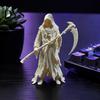 Dark Style Ornament Gothic Grim Reaper Figurine, 3D Printed Hooded Statue with Figurine Sickle, Spooky Robe Decoration for Halloween Indoor