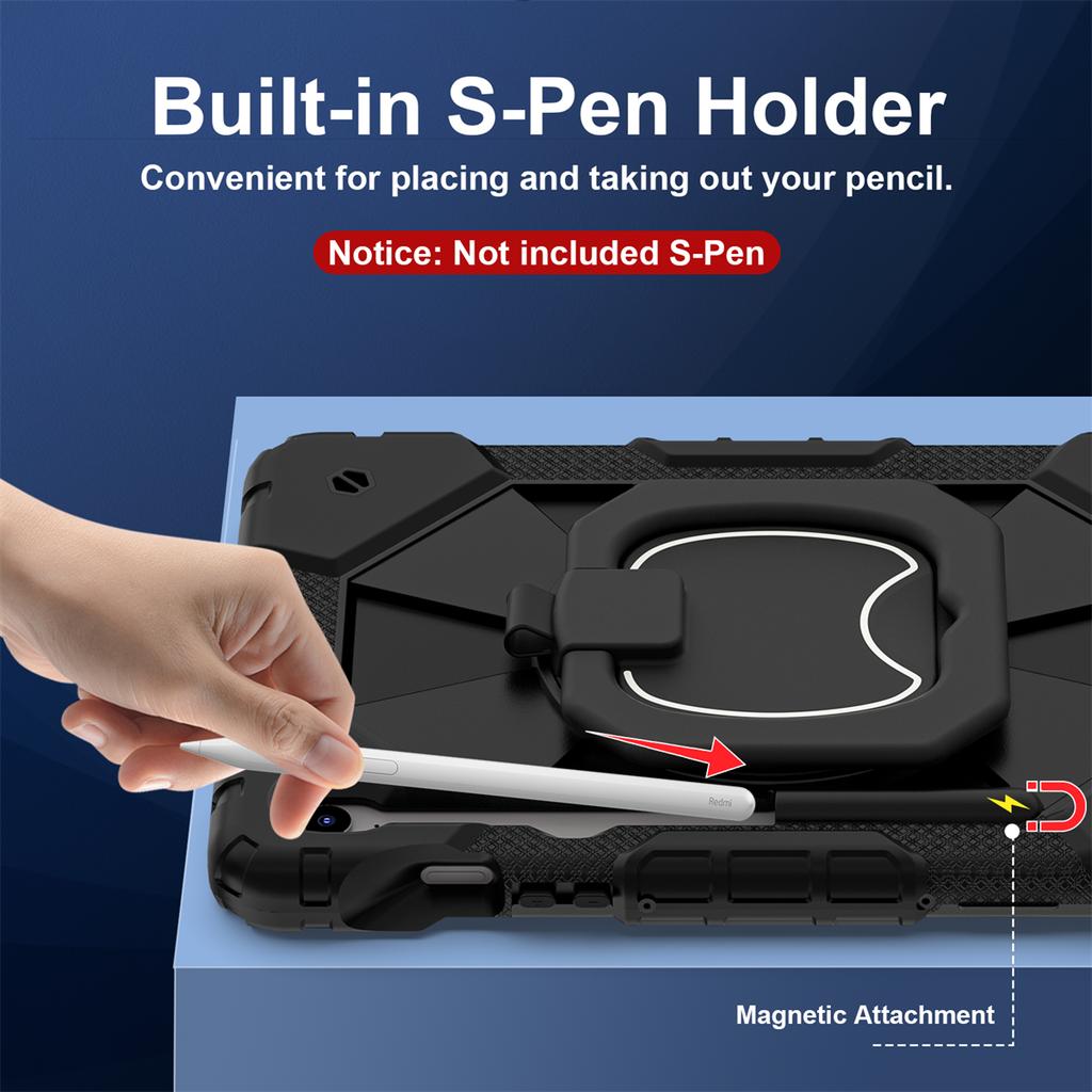 For Samsung Galaxy Tab S10 FE/Tab S9/Tab S9 FE.360° Rotating Grip Heavy Duty Protection Stand TPU+PC 3in1 Anti-knock Shockproof Tablets PC Case