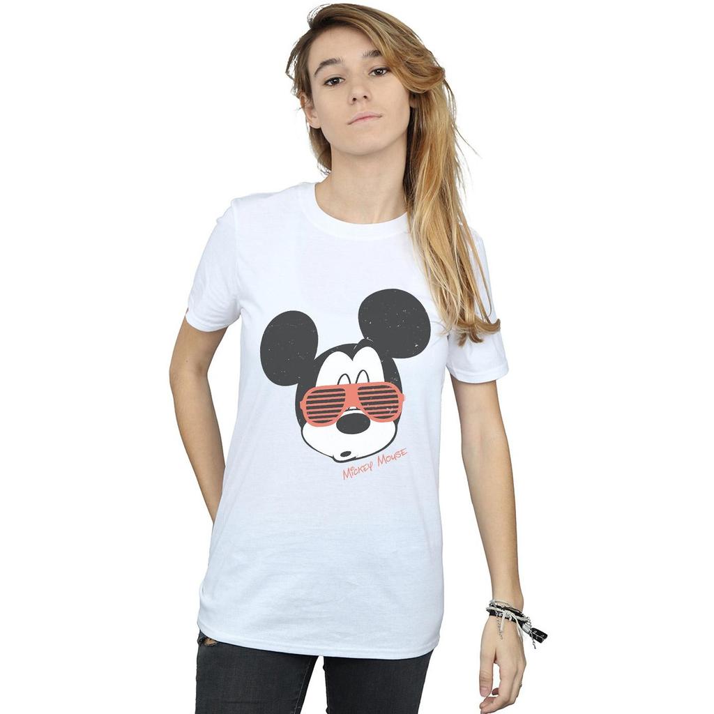 Disney Womens/Ladies Mickey Mouse Sunglasses Cotton Boyfriend T-Shirt