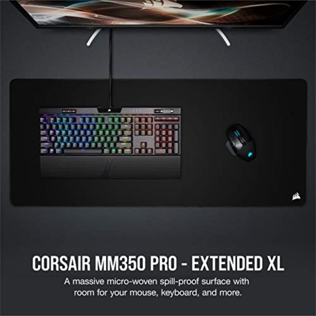 Corsair MM350 PRO Black –Extended XL- Water-Resistant and Dirt-Resistant Gaming Mouse Pad CH-9413770-WW MS471