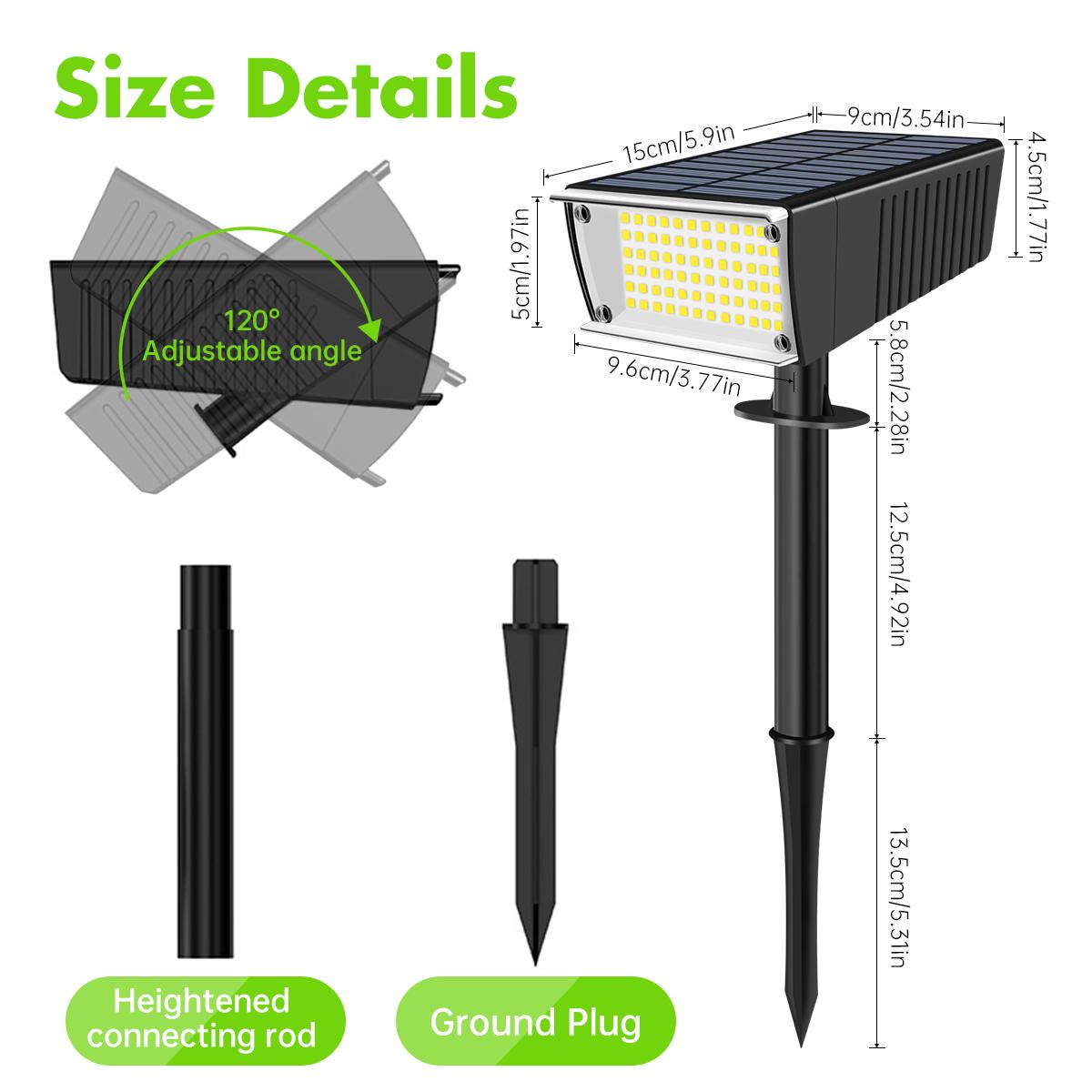 

Solar Spot Lights Outdoor 72LED Solar Spotlight IP65 Waterproof Solar Landscape High Brightness Garden Courtyard Pathway Ground
