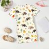 Girls Loose Fit Short Sleeve Dress Lightweight Cotton Animal Print Round Neck Kids Casual Summer Dress for Children