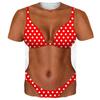Men's Bikini Printed Fun T-shirt, Fake ABS Muscle 3D Printed Short Sleeved T-shirt, Cosplay Women's Clothing, Novelty T-shirt