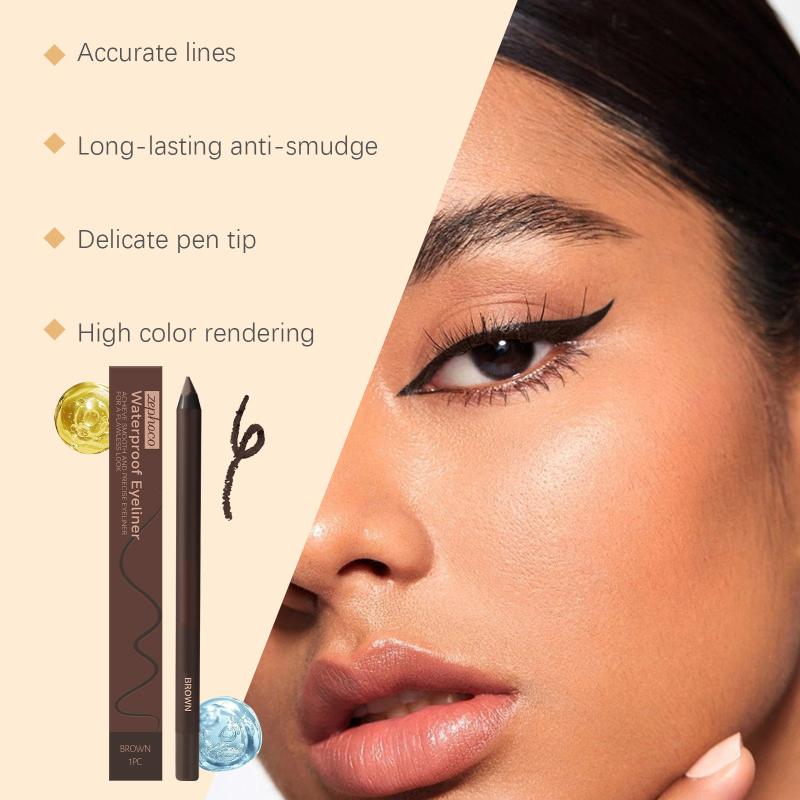 Waterproof Brown Eyeliner Pen Colorfast Long Lasting Anti Smudge Quick Drying Sweat Resistant Smooth Portable Eye Liner Pen