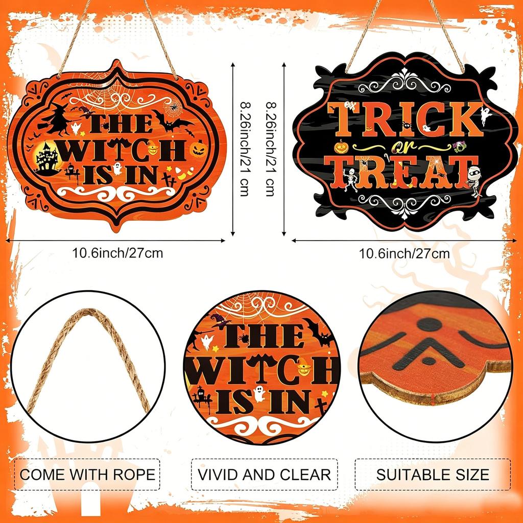 Wooden Halloween Pumpkin Hanging Sign Door Wall Decor Party Home Garden Decoration