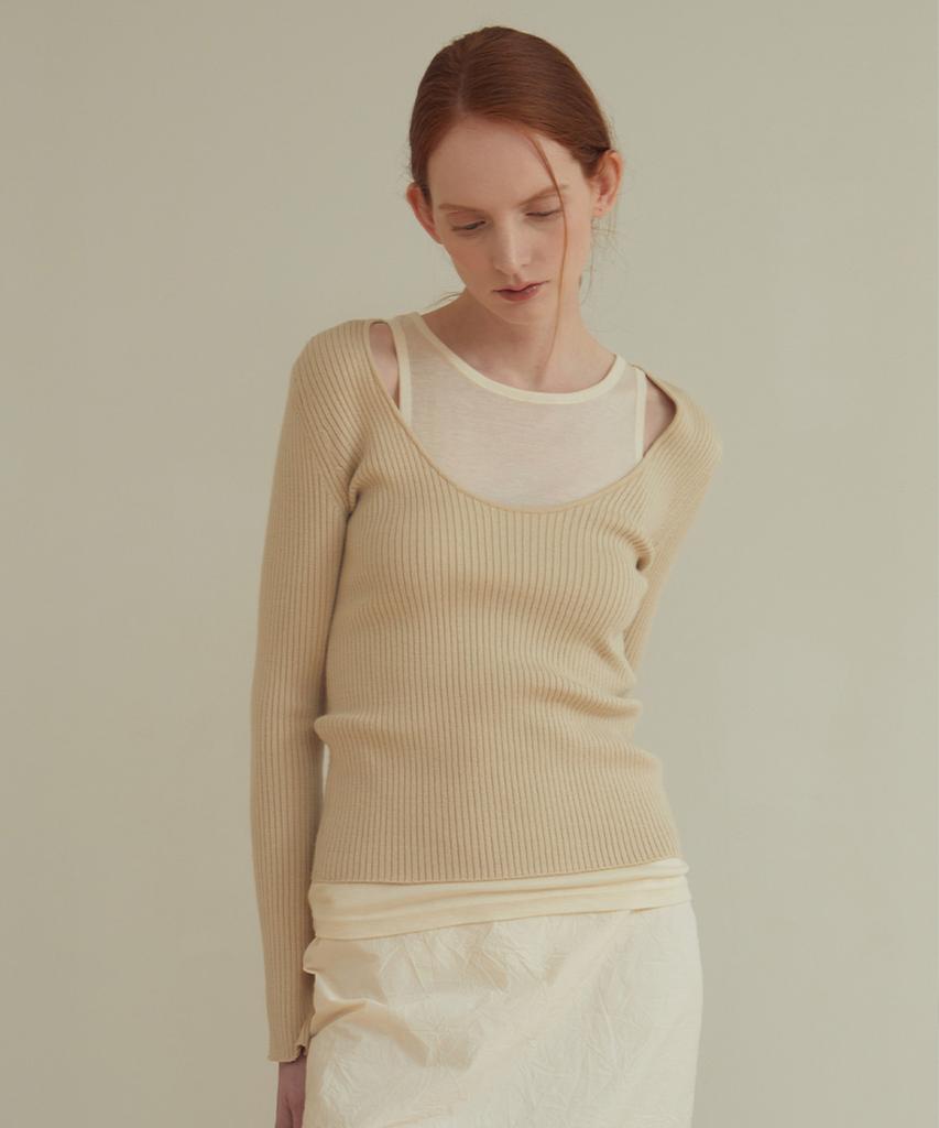 Supaeg Two-Way Scoop Neck Knit Top _ Vanilla, Black, Brown