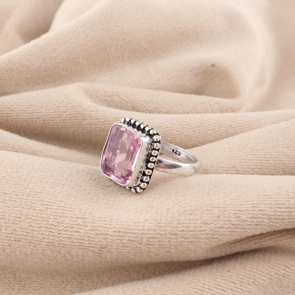 Natural Morganite Gemstone 925 Sterling Silver Handcrafted Jewelry Beautiful Ring Gift For Women RR-74-8