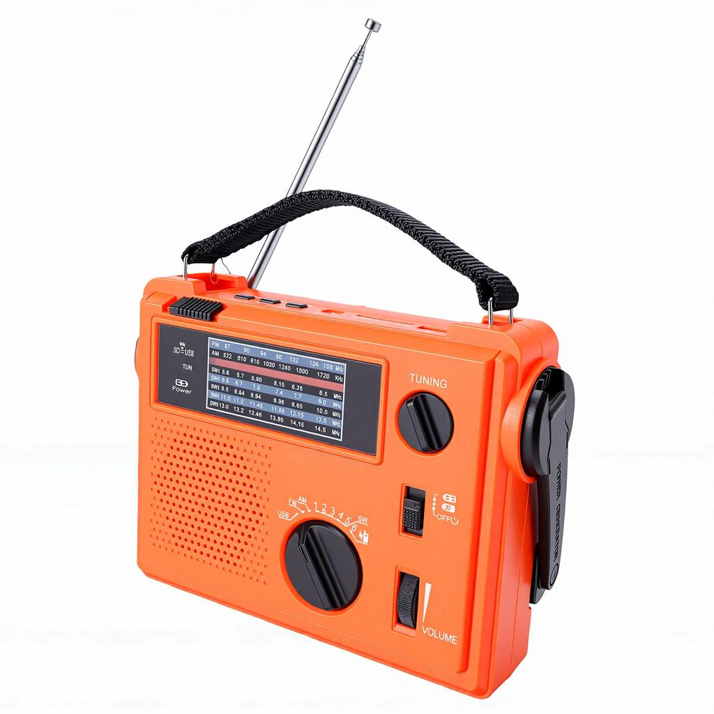 Emergency Weather Radio 2000mAh 7 Band AM FM SW Built in Speaker Portable Hand Crank Radio with Flashlight Phone Charger