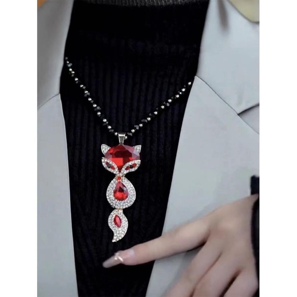 Sweater Chain Long Autumn and Winter Necklace Women's Simple High-end Clothes Accessories Retro Crystal Geometric Modeling Retro Style