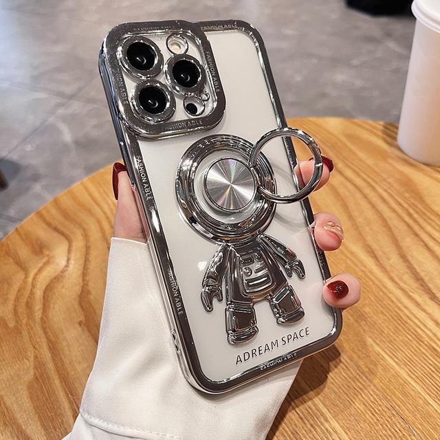 Electroplateastronaut Fold Stand Holder Case for Iphone 14 13 12 11 Pro Max Xs Xr X 14 7 8 Plus Luxury Soft Protective Shell