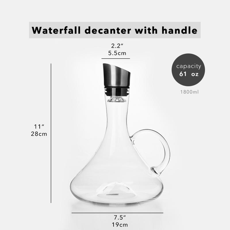 Wine Decanter, Wine Aerator with Built-in-Aerator Stainless Steel Filter, Hand Blown Lead-free Crystal Glass Wine Decanters