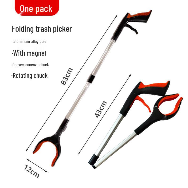 Aluminum Alloy Folding Trash Grabber: Durable Reacher for Household and Sanitation Use