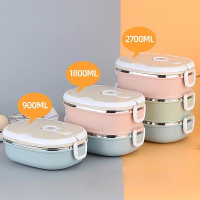1 Set 800/1600/2400ml Lunch Box 36925 Layer with Handle Stackable Thermal Stainless Steel