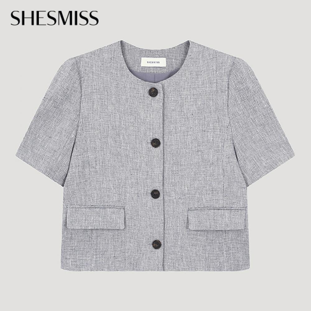 

She S miSS Льняной твидовый пиджак с круглым вырезом Swwjko22040 Bl Blue/55