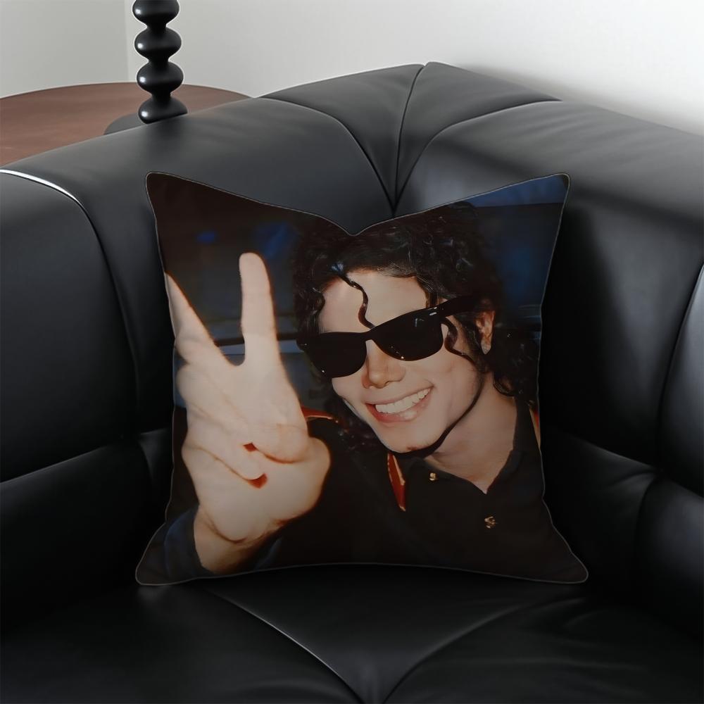 M-Michael Jackson Pop King Cushion Cover Pillow Case Anti-Dustmite Invisible Zipper Silky Plush Cushion