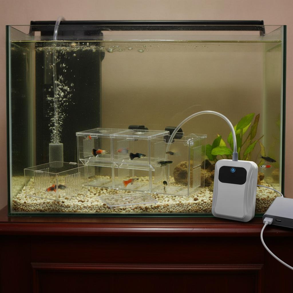 Aquarium Hatchery Box Removable Divider High Clearness Betta Guppy Breeding Tank Portable Power