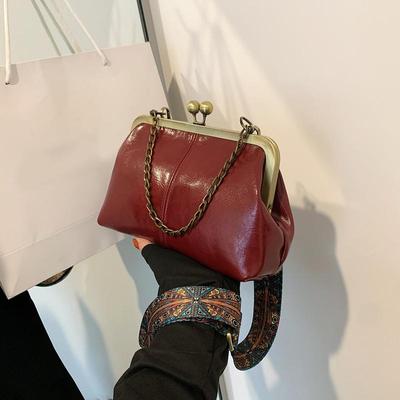 Φαρδύ λουράκι Vintage Fashion PU Δερμάτινη τσάντα Γυναικείες τσάντες Chain Tote Τσάντες Γυναικείες τσάντες χιαστί ώμου Messenger