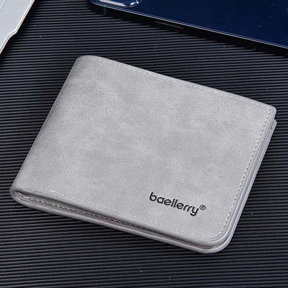 PU Leather 2 Fold Wallets Solid Color Small Pocket Purse Portable Men's Short Wallet  Men Boys Gift