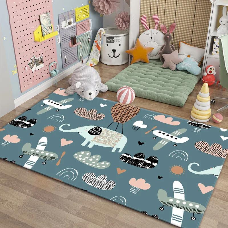 Cartoon Rugs for Bedroom Kids Cute Animal Carpet Modern Style Baby Mat Soft Children's Room Rug Non-slip Nordic Style Decoration