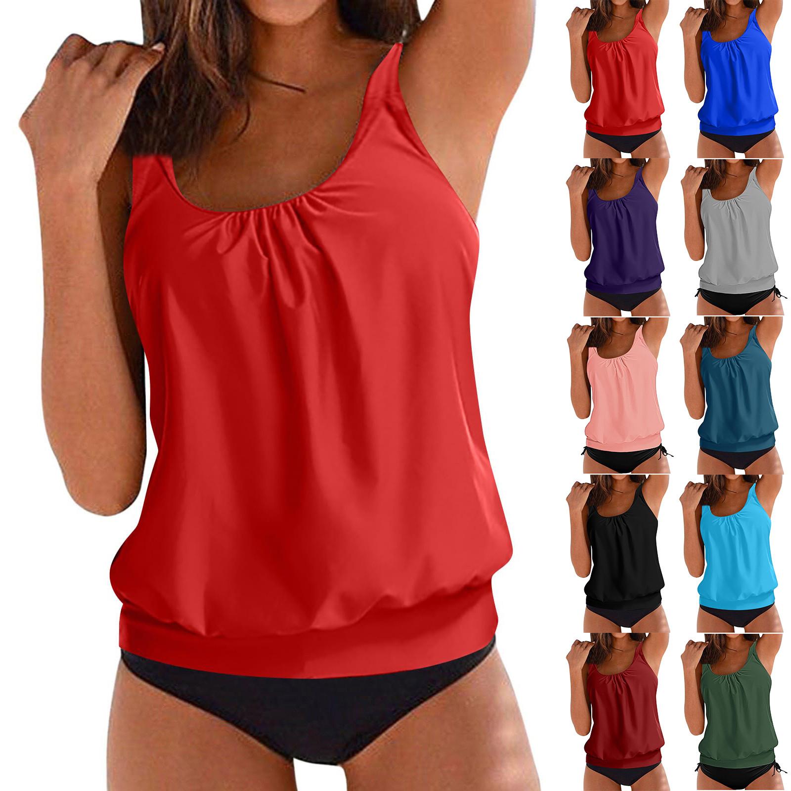 

Women s Split Fashion Sexy Bikini Solid Colour With Bra Pad No Steel Bra Swimsuit L синій