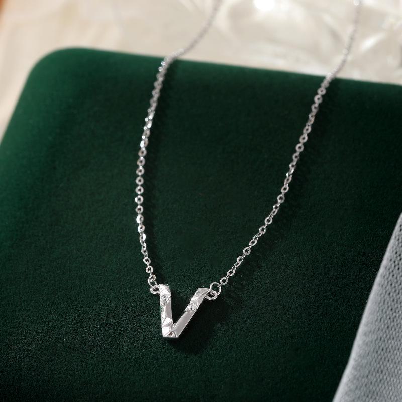 Banyan Tree S925 Silber Halskette mit englischen Buchstaben und Diamanten – Elegante und vielseitige Schlüsselbeinkette für Damen