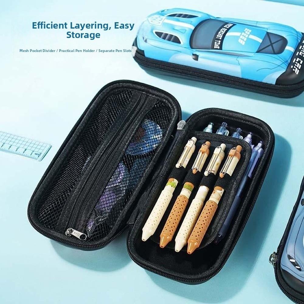 Tegneserie Oppbevaring Pennlomme Trykkbestandig 3D Pennorganisator Pennveske Bil Blyantetui Elever