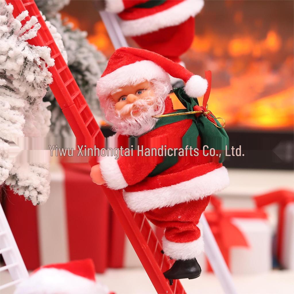 Electric Santa Claus Climbing Ladder with Beads - Christmas Decoration and Children's Gift