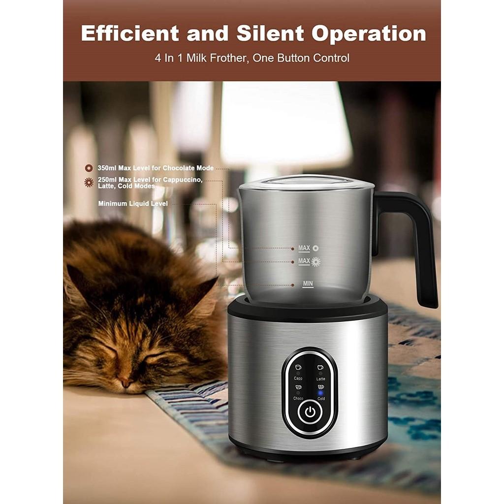 4 In 1 350ml Household Professional Electric Coffee Milk Stirring Cup Stainless Steel Milk Warmer Automatic Milk Frother