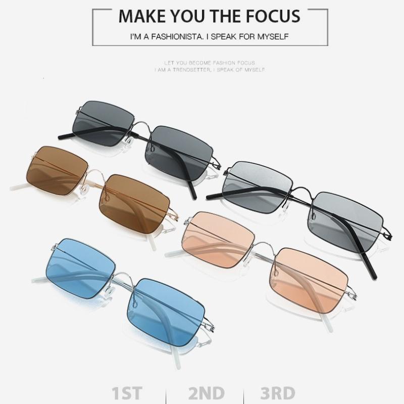 Fashion Small Square Sunglasses for Women and Men Metal Frame Shades Vintage Trendy Driving Sun Glasses Outdoor Travel Eyewear