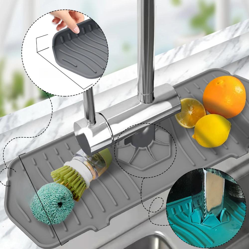Kitchen Silicone Faucet Mat Sink Water Catcher Mat Bathroom for Tools Large Size Splash Pad Countertop Drain Drying Protector