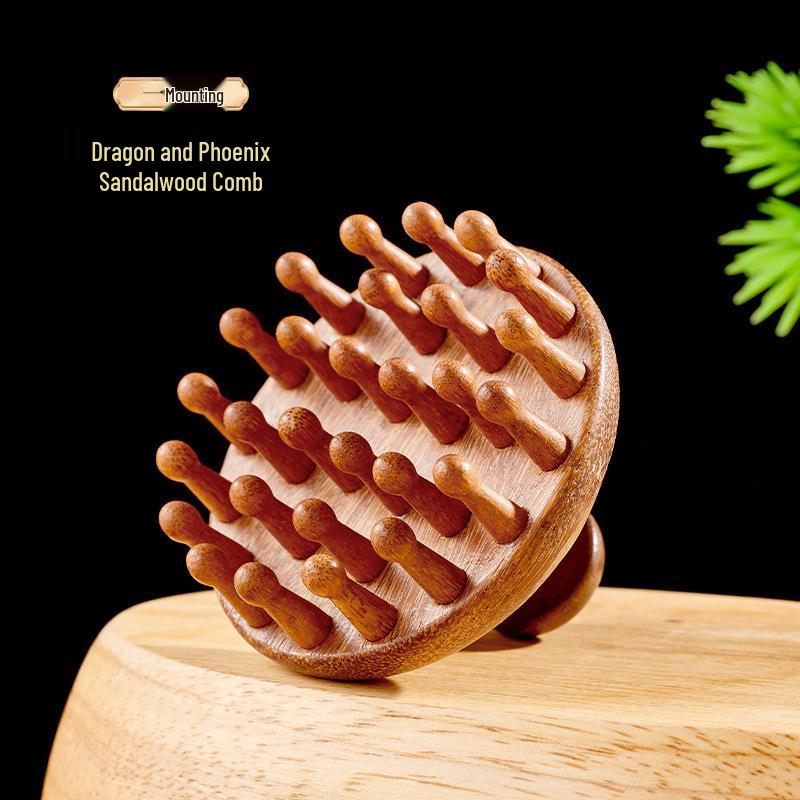 Natural Sandalwood Scalp Massage Comb for Hair Therapy & Loss Prevention