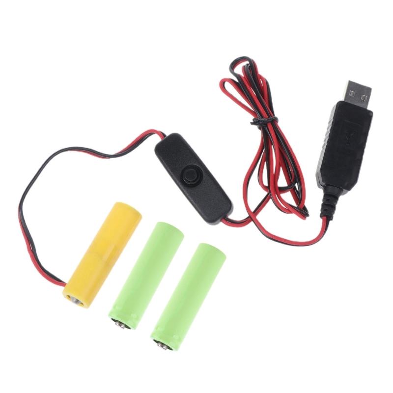 

USB-преобразователь питания, кабель-уловитель, замените 3 батарейки 1,5 В AA LR6 для светодиодной лампы, электронная игрушка 1