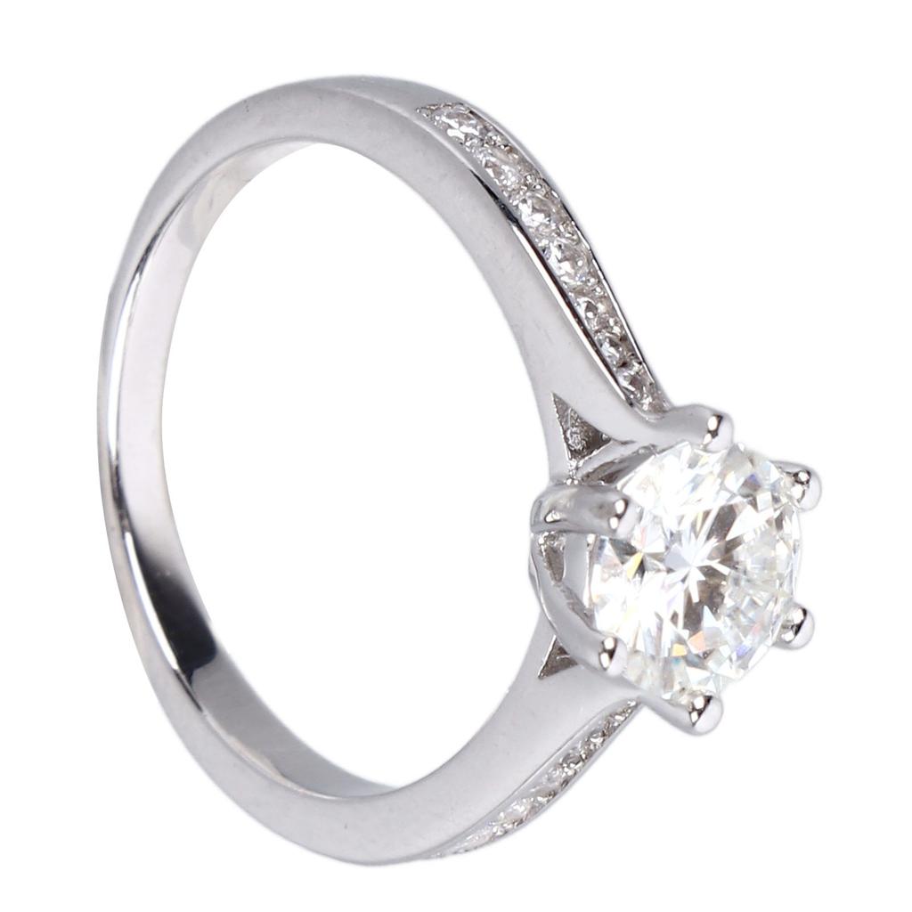 Women Fashionable Silver Ring Exquisite Shiny Zirconia Ring Jewelry Accessory for Wedding Party HK Size 11