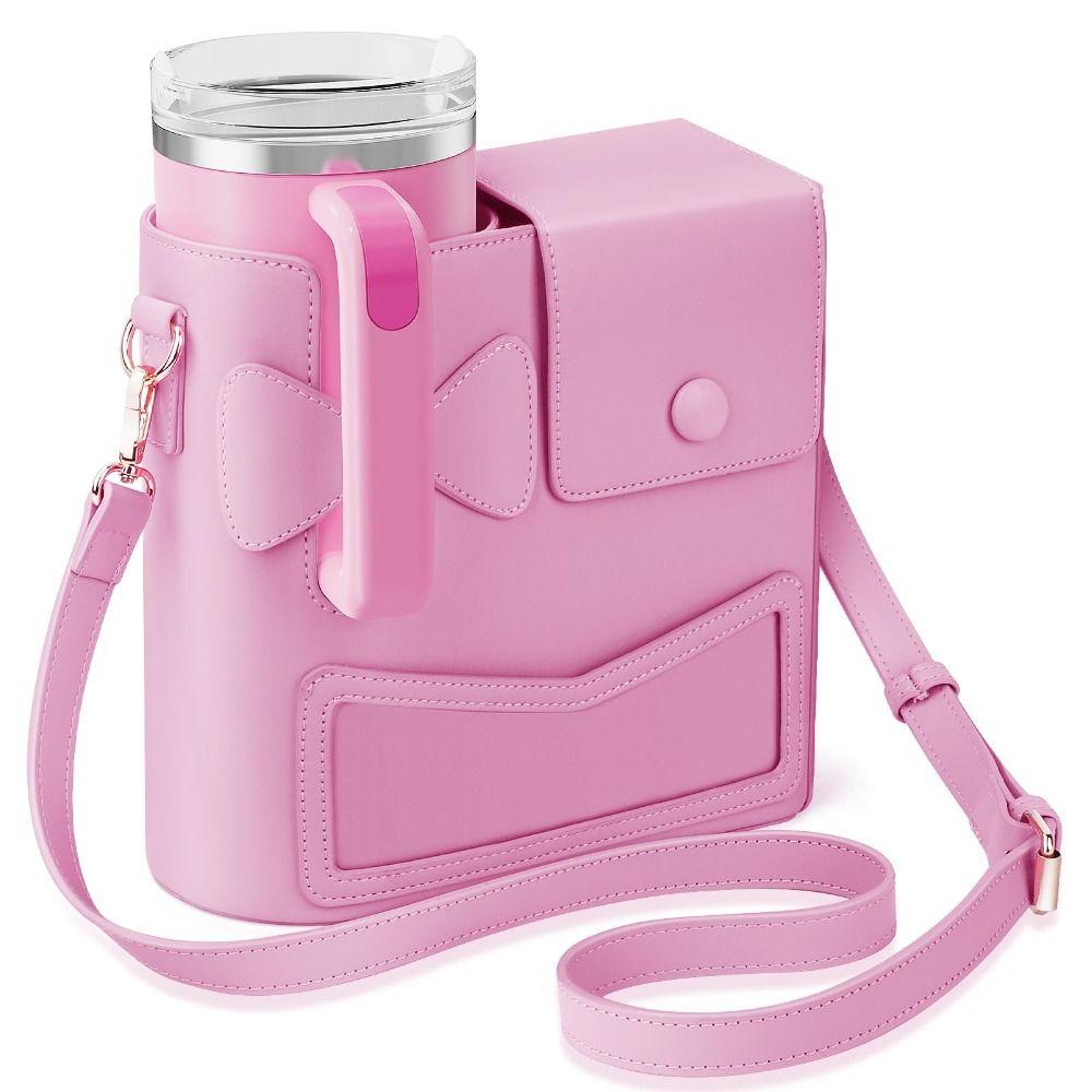 

Large Capacity Water Cup Storage Bag PU Leather Insulated Cup Covers New Crossbody Bag