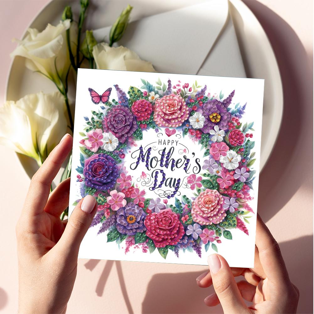 6pcs Diamond Painting Greeting Cards Handmade 5D Rhinestone Arts Greetings Birthday Card Diamond Art Greeting Cards for Adults