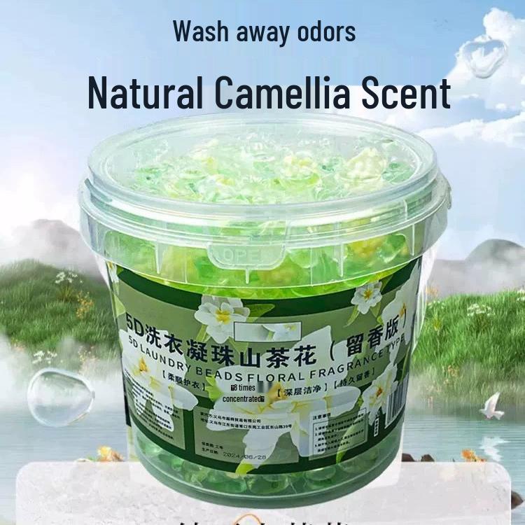 Camellia Geur Wasmiddel Pods: Vijf-in-één Multi-Effect Wasmiddelballen met Verzachting en Langdurige Geur.