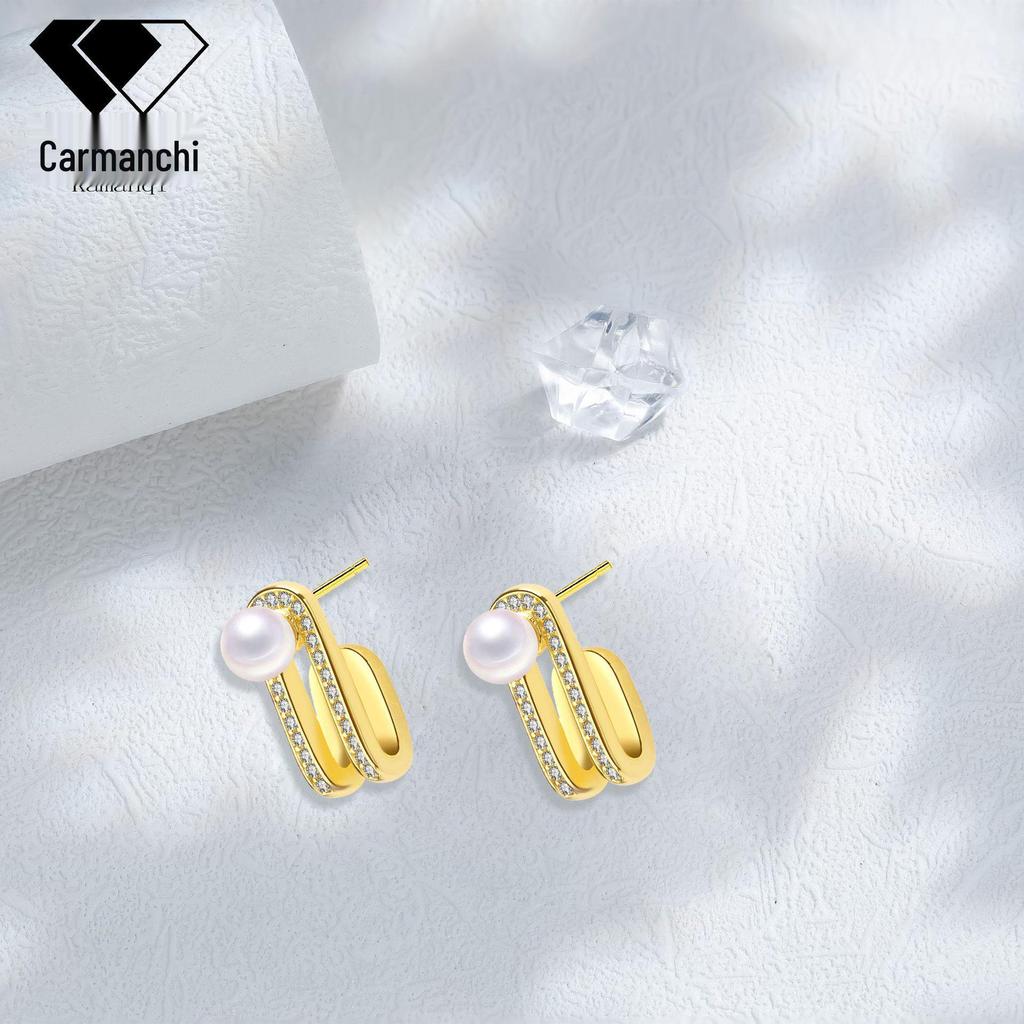 Elegant Pearl Stud Earrings: High-End European & American Fashion Accessory