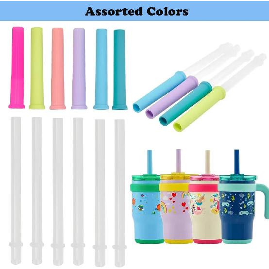 6 PCS Straws Replacement Compatible with 14 Oz Reduce Kids Coldee 2.0 Tumbler - Reble Silicone Valve and Straw with Cleaning Brush - Spill-Proof