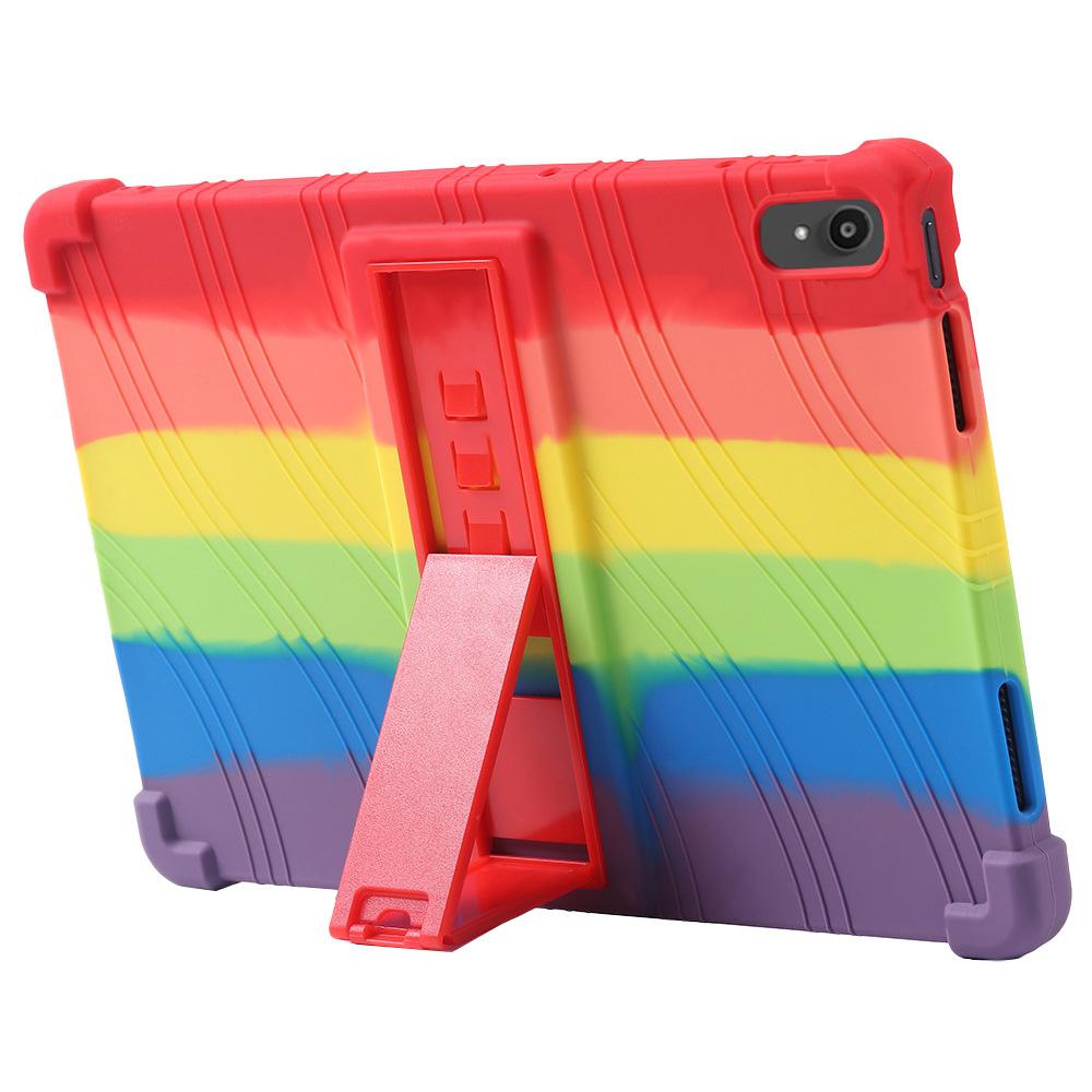 

For iPad (2025)/10.9 (2022) Shockproof Silicone Tablet Protective Case PC Kickstand Anti-Drop Cover Black