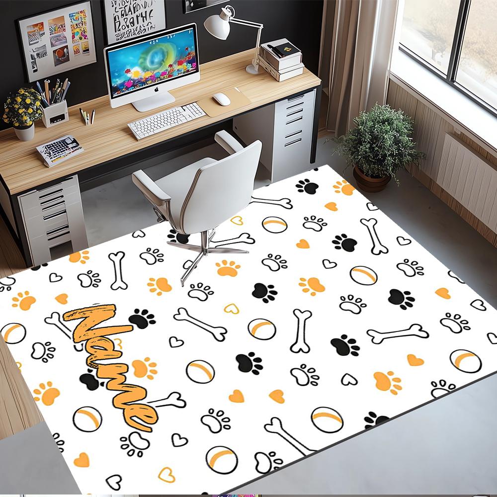 Custom Name Dog Printed Carpet,Rug for Office Chair Living Room Bedroom Kitchen Room Decor Gifts.